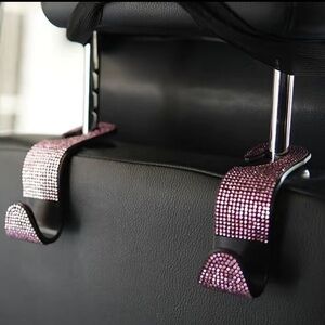 2 piece Pink Rhinestone Bag Hook for Car